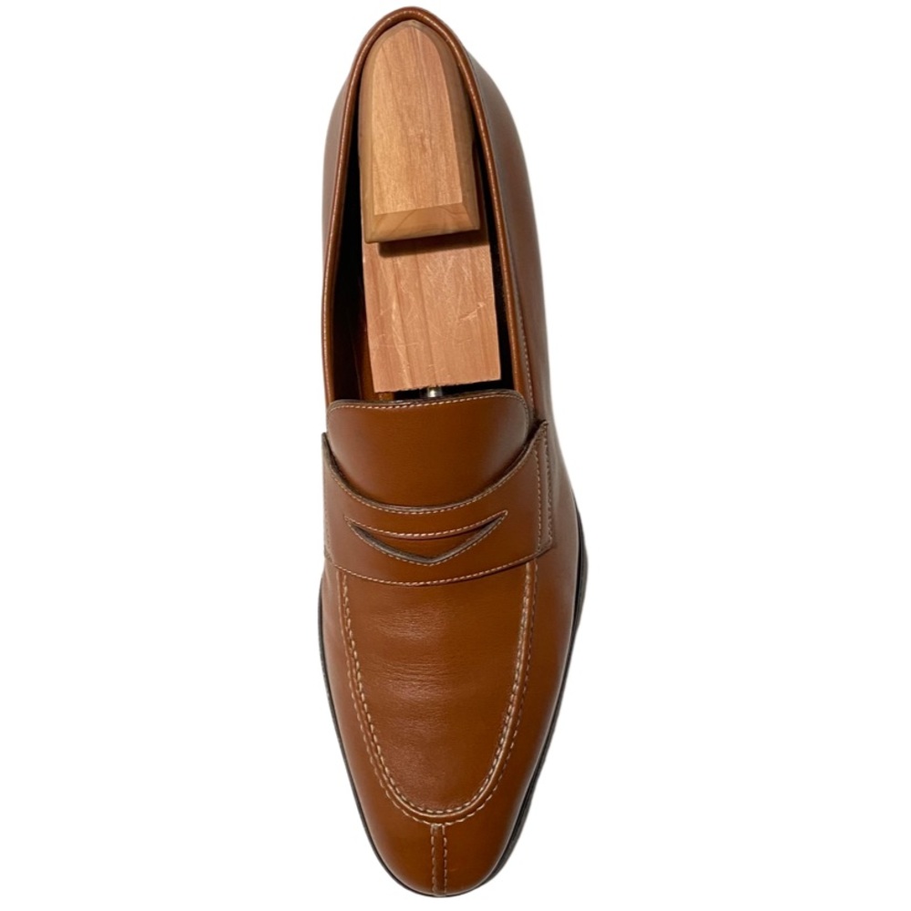 A. Testoni Black Label Leather Loafers, Brown Split-Toe Shoes + Shoe Trees